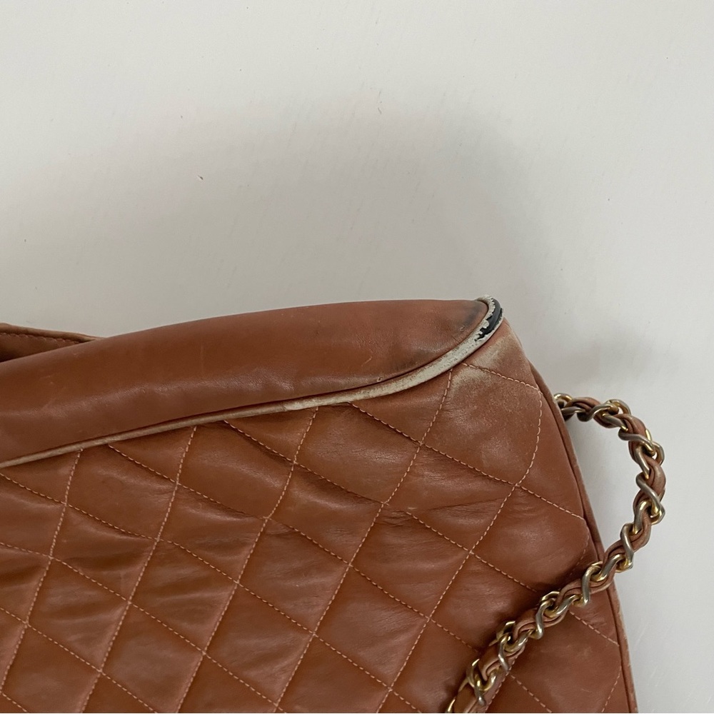 Vintage Chanel brown leather quilted tote bag - Picture 9 of 11